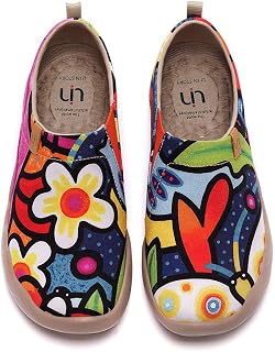UIN Women's Painted Travel Shoes Floral Art Canvas Slip-on Loafers Comfort Walking Sneakers