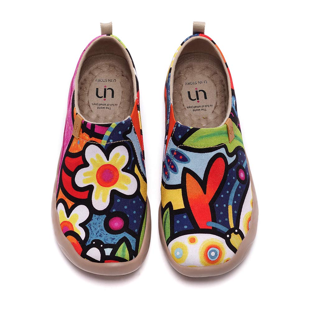 UIN Women's Painted Travel Shoes Floral Art Canvas Slip-on Loafers Comfort Walki
