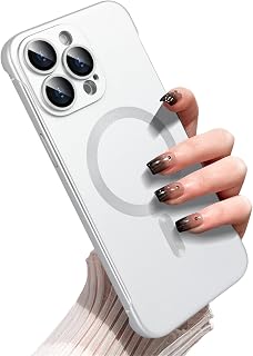 Omio Custodia magnetica sottile per iPhone 16 Pro Max, compatibile con MagSafe, policarbonato opaco, ultra sottile, senza bordi, design minimalista, con protezione per obiettivo della fotocamera,