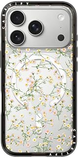 CASETiFY Compact Magsafe iPhone 17 Pro Case [Lightweight/Slim Fit/Compatible with Magsafe] - Pressed flowers dainty - Clear Black
