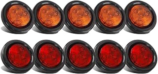 Partsam 10Pack(5 Amber + 5 Red) 2" 4LED Round Trailer Side Marker Light Grommet Flush Mount, [DOT Approved] Sealed 2 inch Clearance Lights with Reflex Lens for Truck RV Camper, IP67 Waterproof, 12V