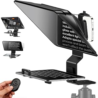 Teleprompter for Smartphone, LENSGO TC12P 14.5-Inch HD Wide-Angle Beam Splitter Glass,On-the-Go Teleprompter Supports iPad/Tablet with Bluetooth Remote for YouTube, Zoom, TikTok & Vlogging