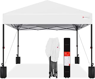 Best Choice Products 10x10 Pop Up Canopy Tent, EZ Setup, White | 1 Person 1 Minute Setup, Includes Carry Case & 4 Weight Bags, Outdoor Shade for Camping, Parties, Events
