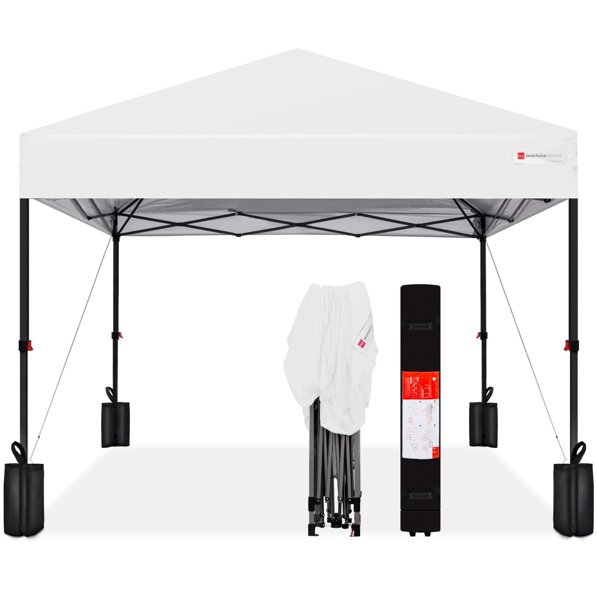Best Choice Products 10x10 Pop Up Canopy Tent, EZ Setup, White | 1 Person 1 Minu