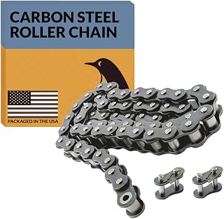PGN #40 Roller Chain - 10 Feet + 2 Free Connecting Links - Carbon Steel Chains for Bycicles, Mini Bikes, Motorcycles, Go-Karts, Home and Industrial Machinery - 239 Links