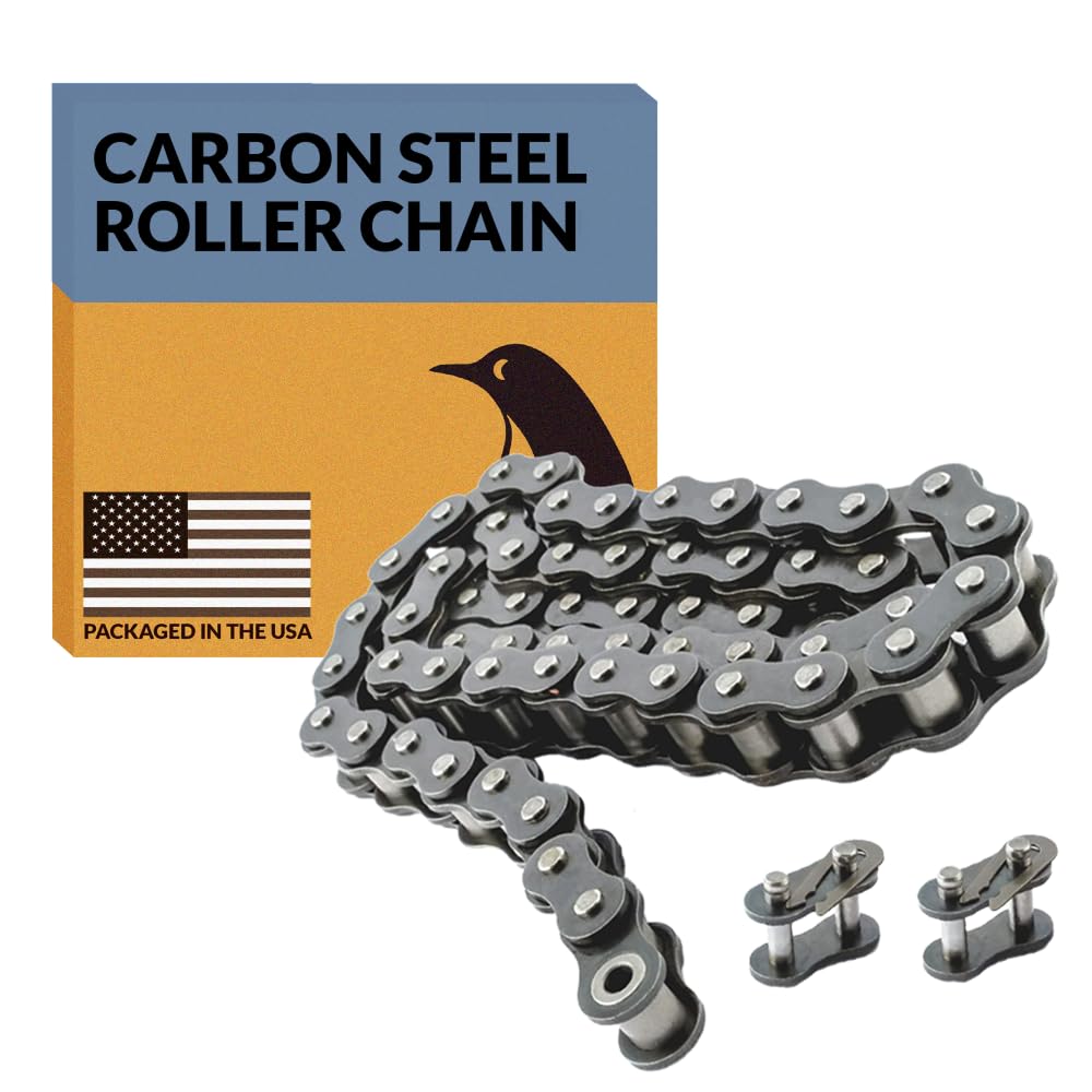 PGN #40 Roller Chain - 10 Feet + 2 Free Connecting Links - Carbon Steel Chains f