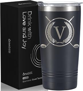 Onebttl Golf Gifts for Men with Initial for Golfer & Golf Lovers, 20oz Travel Mug, Perfect Gifts for Men, Birthday, Christmas - V