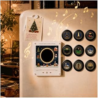 Personalized Mini Vinyl Record Music Player with 9 Discs,NFC Magnetic Music | Retro 128mb with 9 PCS Programmable Playback MP3 for Christmas