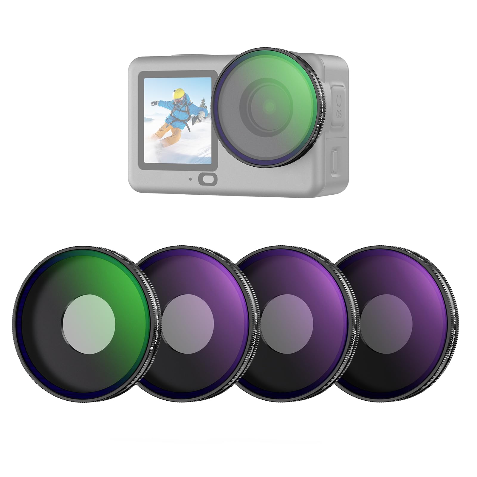 NEEWER CPL + ND Filter Set Compatible with DJI Osmo Action 6 Only, 4 Pack ND8/16