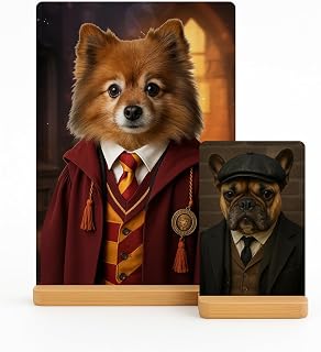 Personalised Pet Portrait Dog TV/FILM Gift From Photo Desktop Metal Picture Frame With Stand Custom Memorial Keepsake Gifts for Dog Lovers Cat Border Collie Bulldog Any Breed A5
