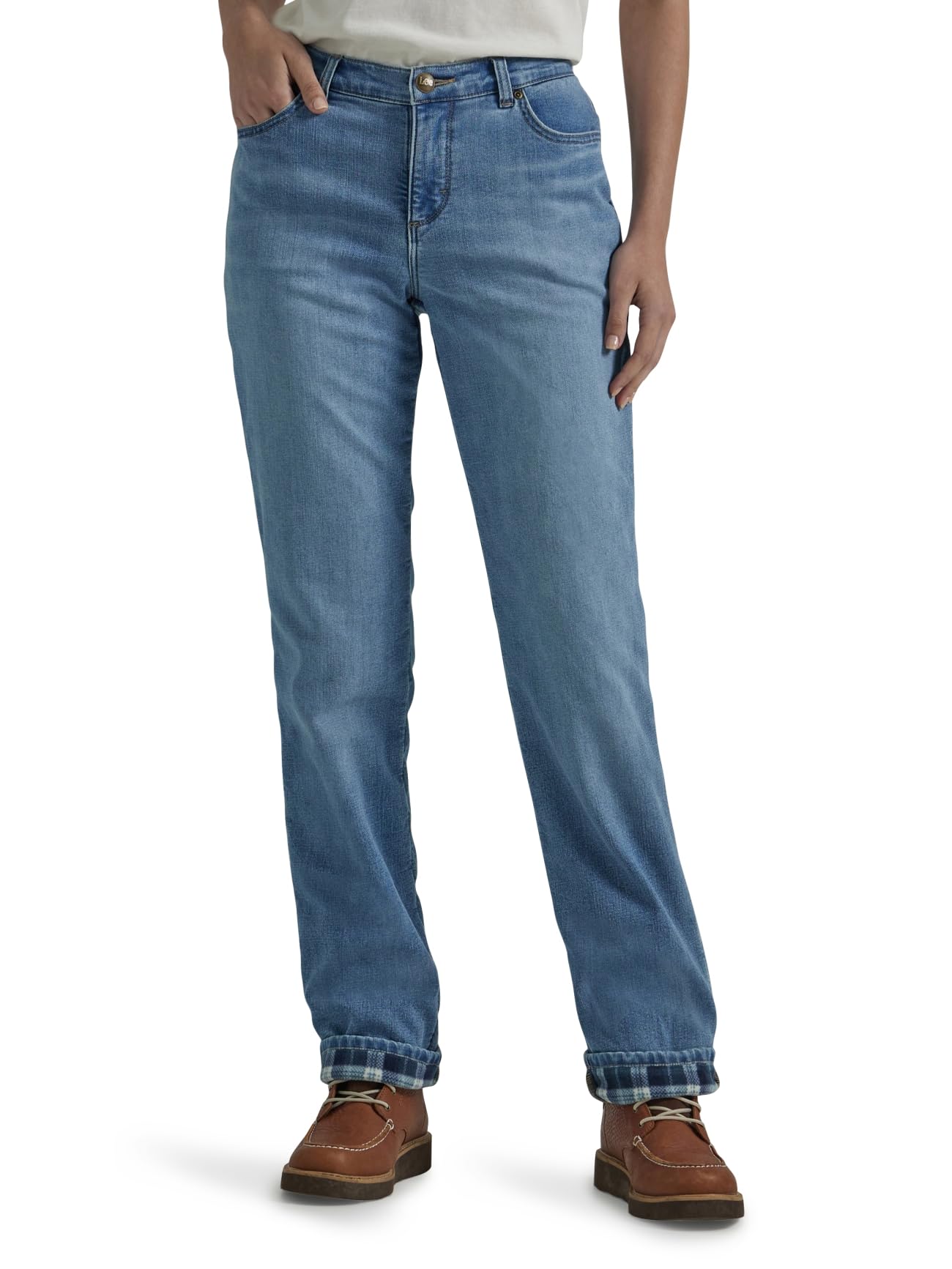 Lee Men's Fleece And Flannel Lined Relaxed-Fit Straight-Leg Jeans, Alpine Frost 