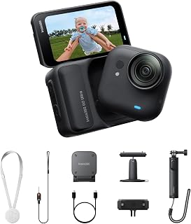 Insta360 GO Ultra Creator Bundle Black - 4K Hands-Free Vlogging Camera | POV Cam, 1/1.28" Sensor, 53g Lightweight, 156° FOV, 200-Min Battery Life, Magnetic Wearable Action Camera, Sports, Vlogging