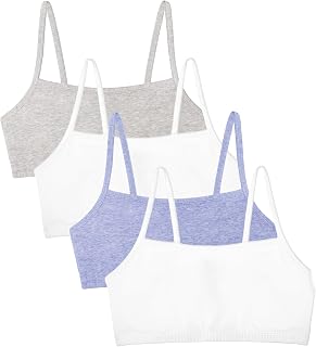 Fruit of The Loom Cotton Sports Bra with Thin Straps, Pack of 3, Fashionable Colours Women's Sports Bra (Pack of 3)