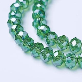 10 Strands Lime Green Clear Electroplated Glass Beads Crystal Faceted Spacer Loose Beads for DIY Jewelry Making Bracelet Necklace Crafts