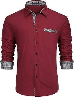 Enlision Men's Long-Sleeved Business Shirt, Regular Fit, Casual Shirt, Modern, Wedding Shirt with Pocket