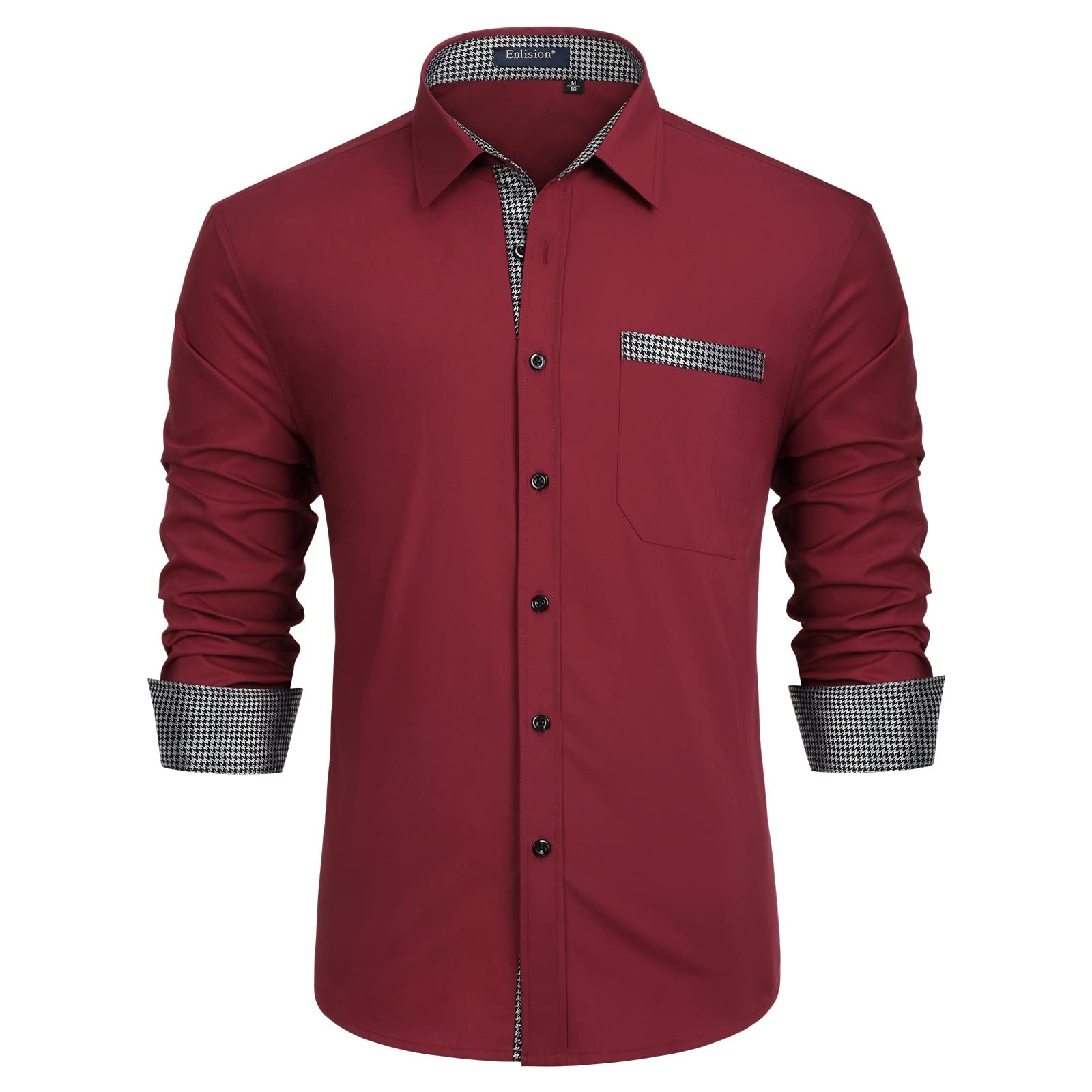 Enlision Men's Long-Sleeved Business Shirt, Regular Fit, Casual Shirt, Modern, W