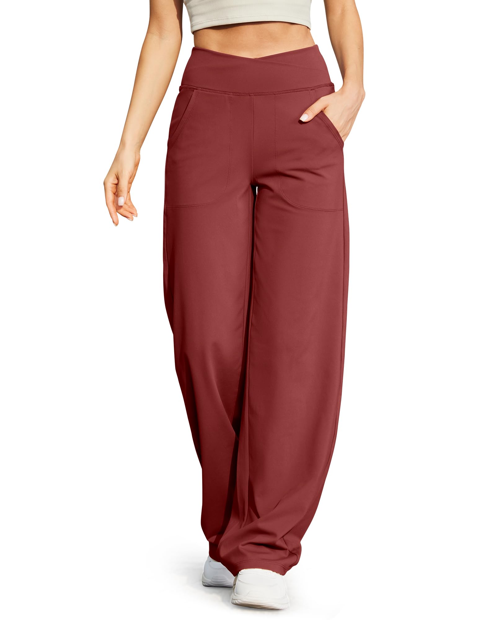 G4Free EverGoing Women's Wide Leg Pants Wide Leg Yoga Pants with Pockets Stretch