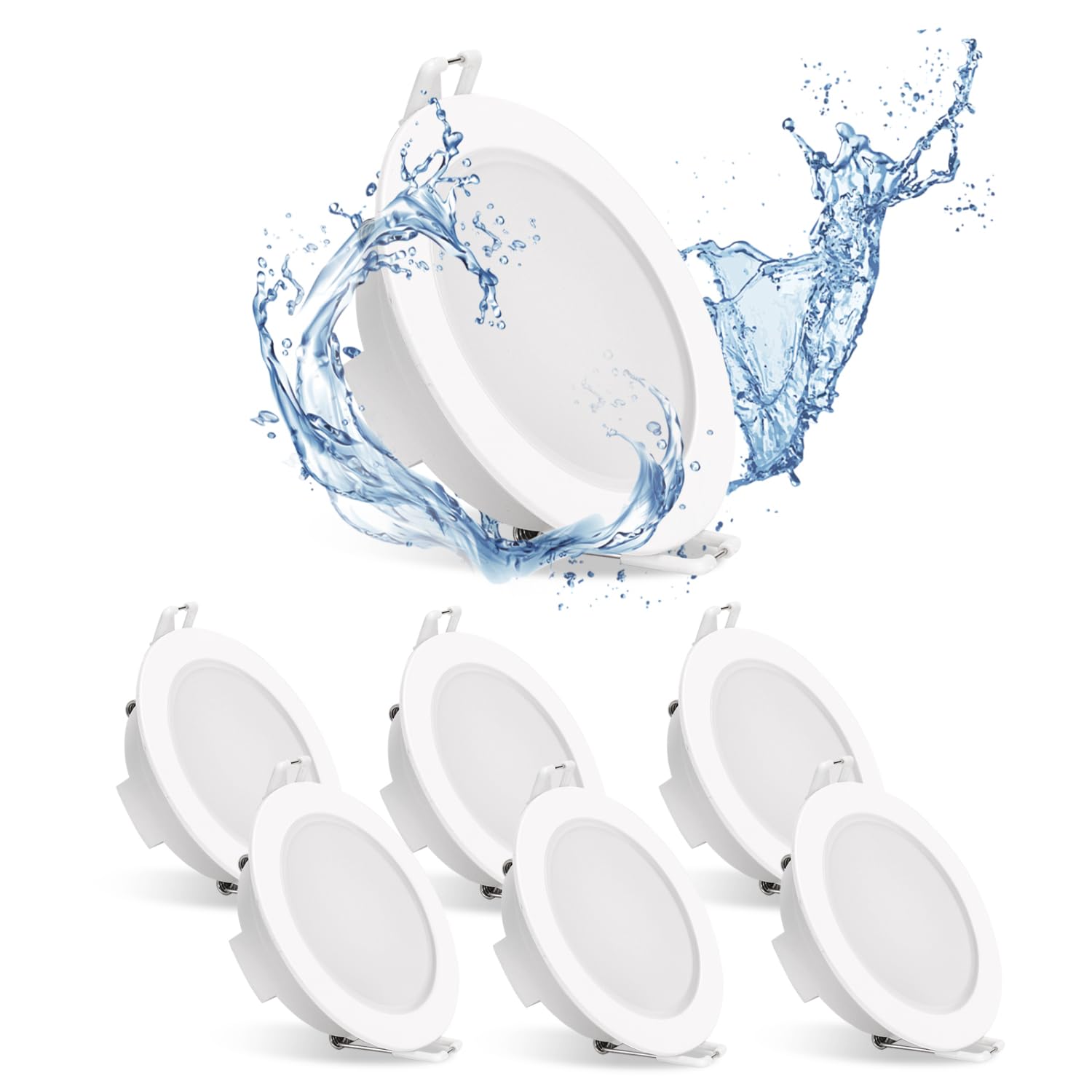 Aigostar 6 Pack Modern White 4.8W 560LM IP65 Waterproof LED Ceiling Spotlights, 