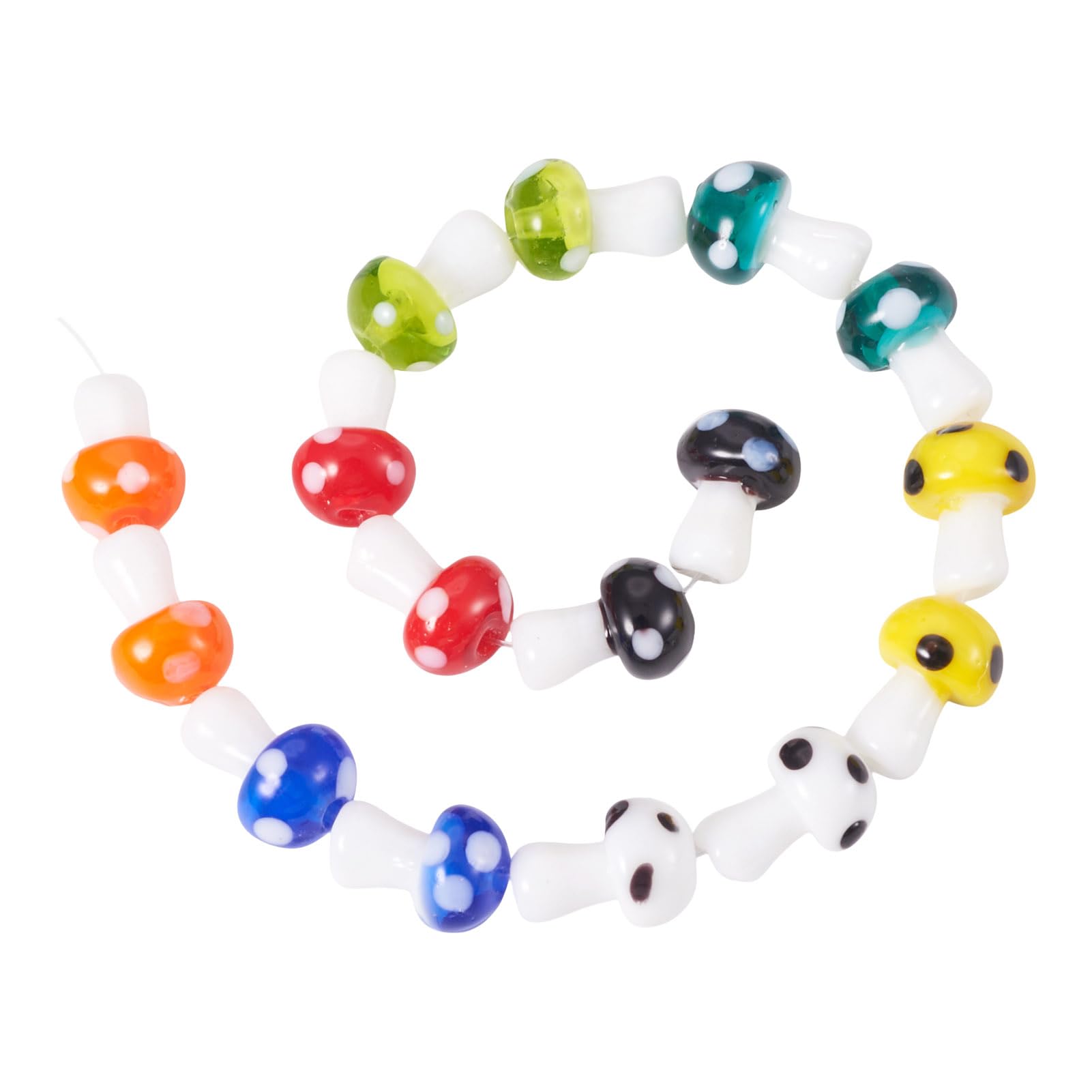 25Pcs Handmade Mushroom Shape Glass Beads Cute Forest Mushroom Vegetable Spacer 