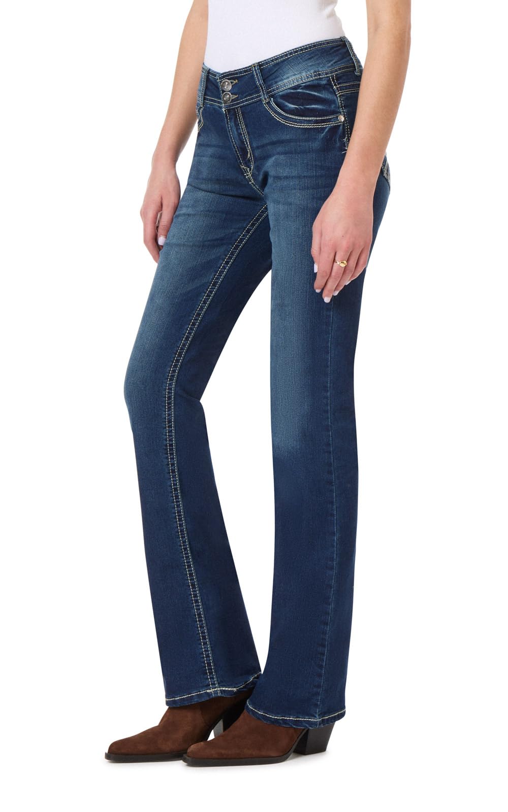 WallFlower Women's Luscious Curvy Bootcut Mid-Rise Insta Stretch Juniors Jeans (