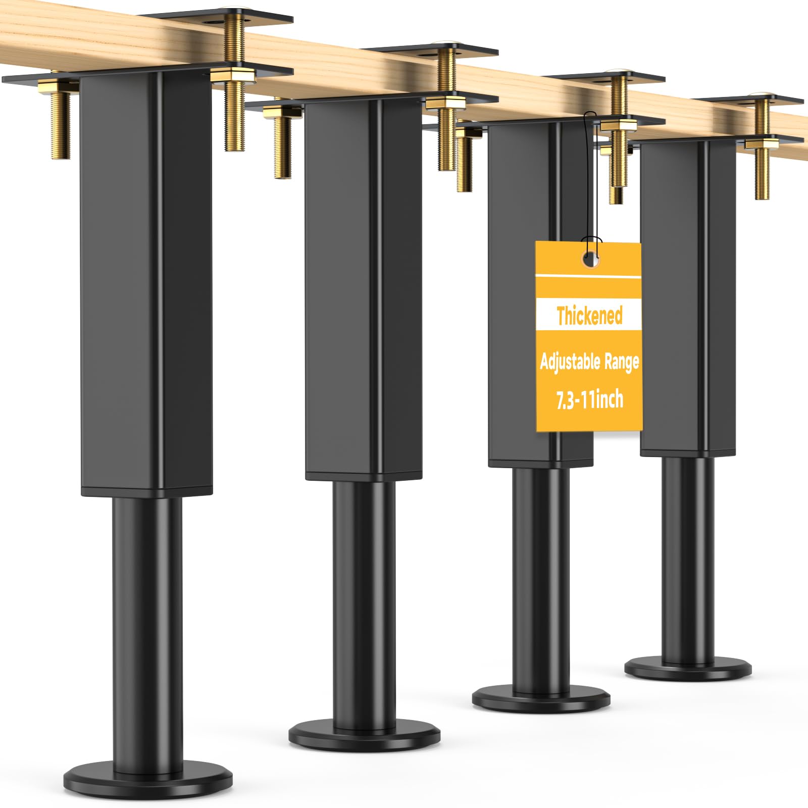 NESAPTO 4PCS Adjustable Height Bed Support Legs, 7.3-11 in Metal Bed Risers | No