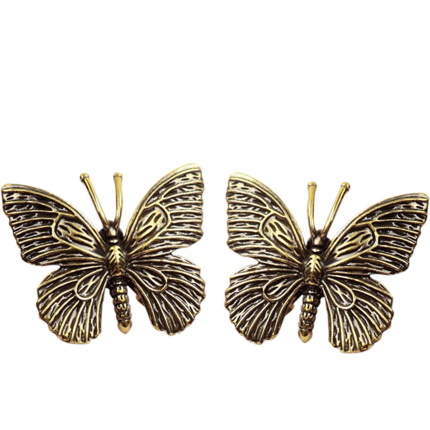 2pcs Retro Brass Butterfly Statue, Vintage Brass Figurine for Indoor Decor, Anti