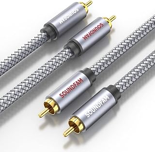 RCA Cable 3ft/1M, 2 Male to 2 Male RCA Audio Stereo Subwoofer Cable [Shielded Braided] Compatible for Home Theater, HDTV, Amplifiers, Hi-Fi Systems, Car Audio-Grey