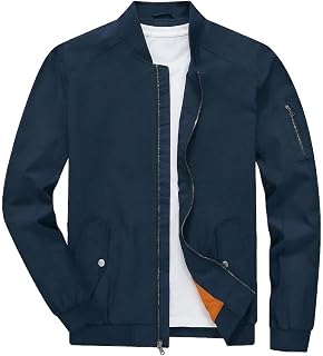 TBMPOY Men's Lightweight Bomber Jackets Light Track Jackets Casual Fall Windbreaker Outdoor Golf Fashion Coat for Men