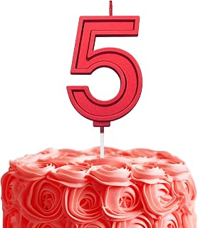 Red Birthday Number 5 Candles for Wedding Party Cake Decorations