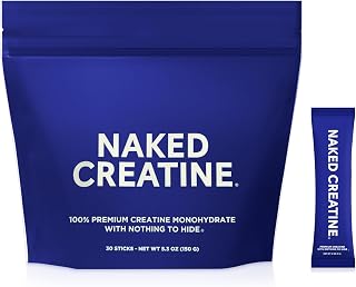 NAKED Creatine Stick Packs - Unflavored Micronized Creatine, NSF Certified,Vegan, Non-GMO, Gluten-Free, Soy-Free, No Fillers, Supports Muscle Growth & Strength - 30 Servings