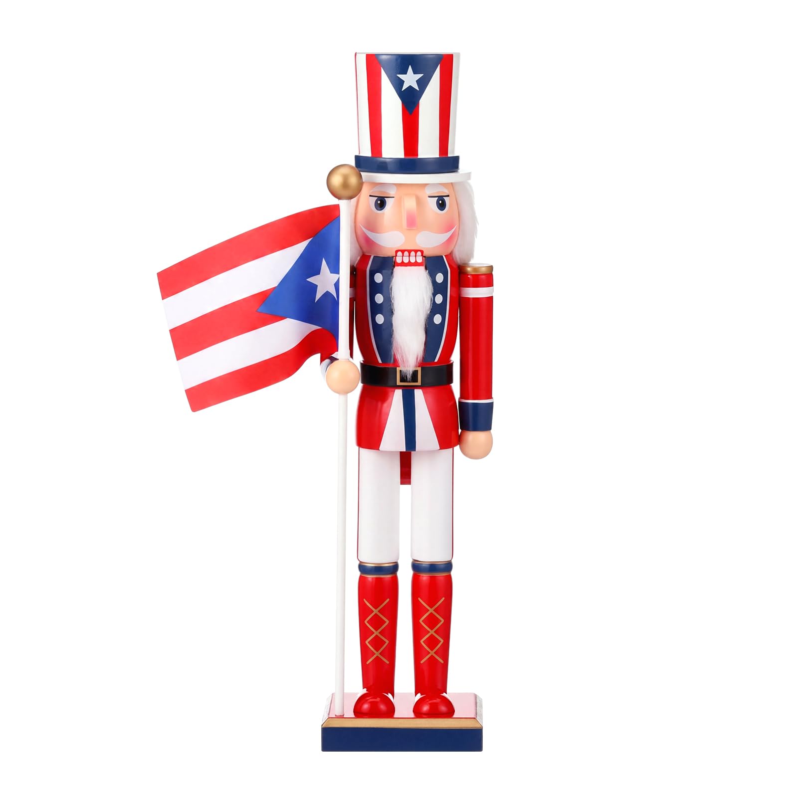 RattanView 15 Inch Puerto Rico Flag Nutcracker Soldier Wood Christmas Decor | Ch