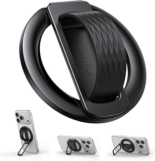 Lamicall Magnetic Phone Grip for MagSafe - Ultra Soft Finger Silicone Loop | Slim Zinc Alloy Stand Kickstand, Magnet Cell Phone Ring Holder Accessories for iPhone Duo 18 Pro Max, 12-17 Series & Androids