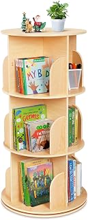 OOOK 3-Tier Kids Rotating Bookshelf Tower, Corner Book Shelf for Kids Room | 360° Display, Larger Chassis, Floor Standing Bookcase, Spinning Bookshelf for Kids room, Nursery, Living Room