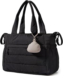 bagsmart Puffy Diaper Bag Tote, Waterproof Baby Changing Bag with Mat | Hospital Bag for Labour Delivery, 3 insulated pockets, wet/dry front pockets, ideal for hospital, maternity & travel