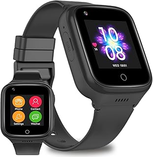 Kids GPS Smart Watch 4G Calling Whatsapp Line Facebook Global Tracker Real-time Tracking Phone Video Voice Message Chat SOS Alarm Geo-Fence Pedometer Anti-Lost for Boys Girls (Black)