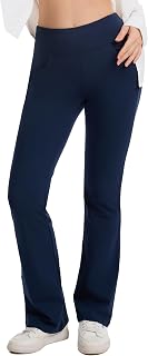 Safort Women's Yoga Pants 29"/31"/33"/35" Cotton Bootcut Jazzpants Women Long Sports Trousers with Pockets Wide Leg S-3XL