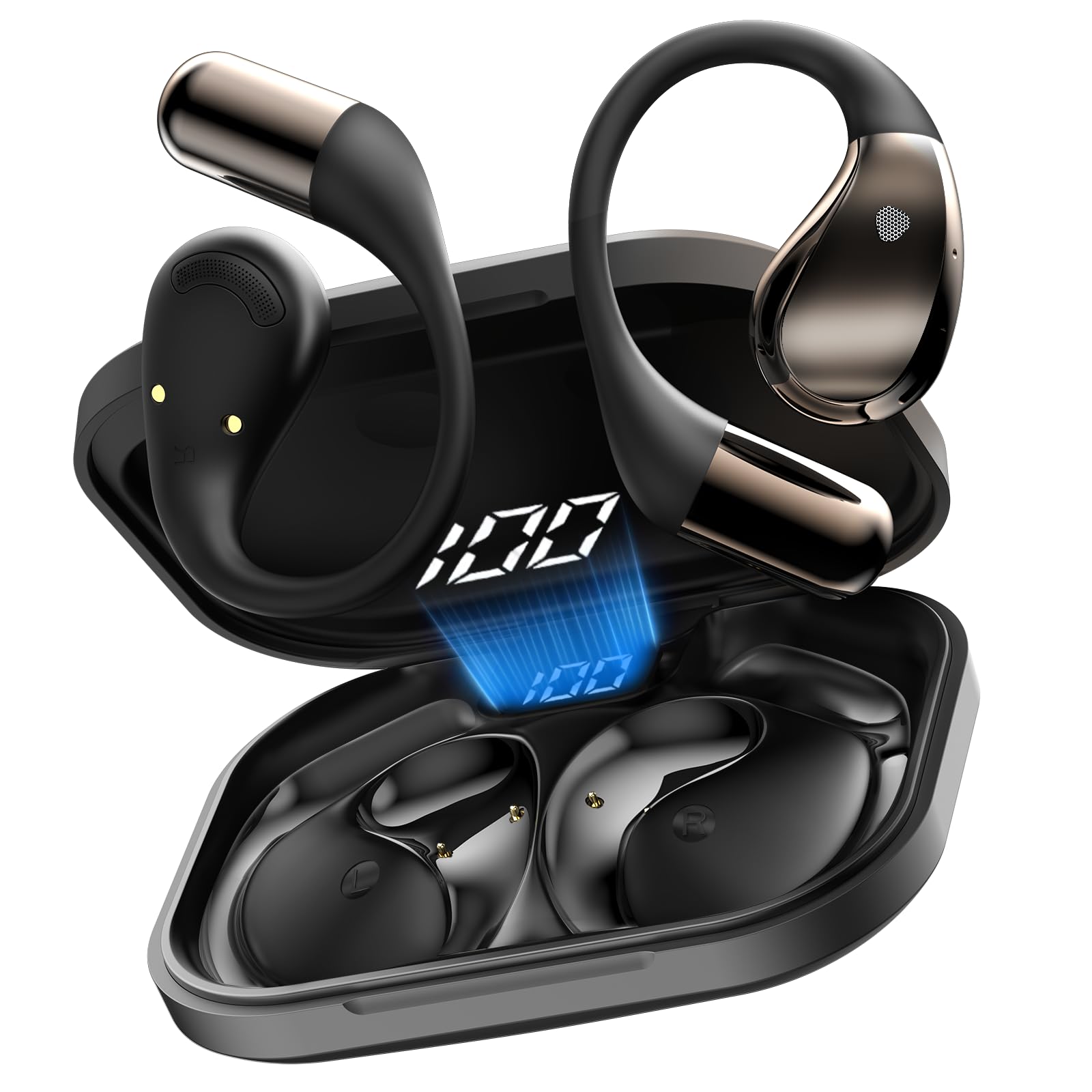 Bluetooth 6.0 Open Ear Wireless Earbuds, IPX7 Waterproof Sport Headphones | 40H 