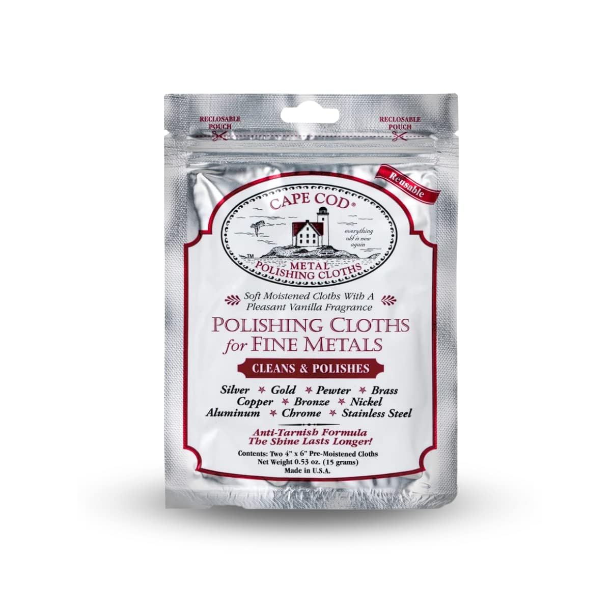 Cape Cod Polishing Cloths for Fine Metals | Jewelry Cleaner and Tarnish Remover 