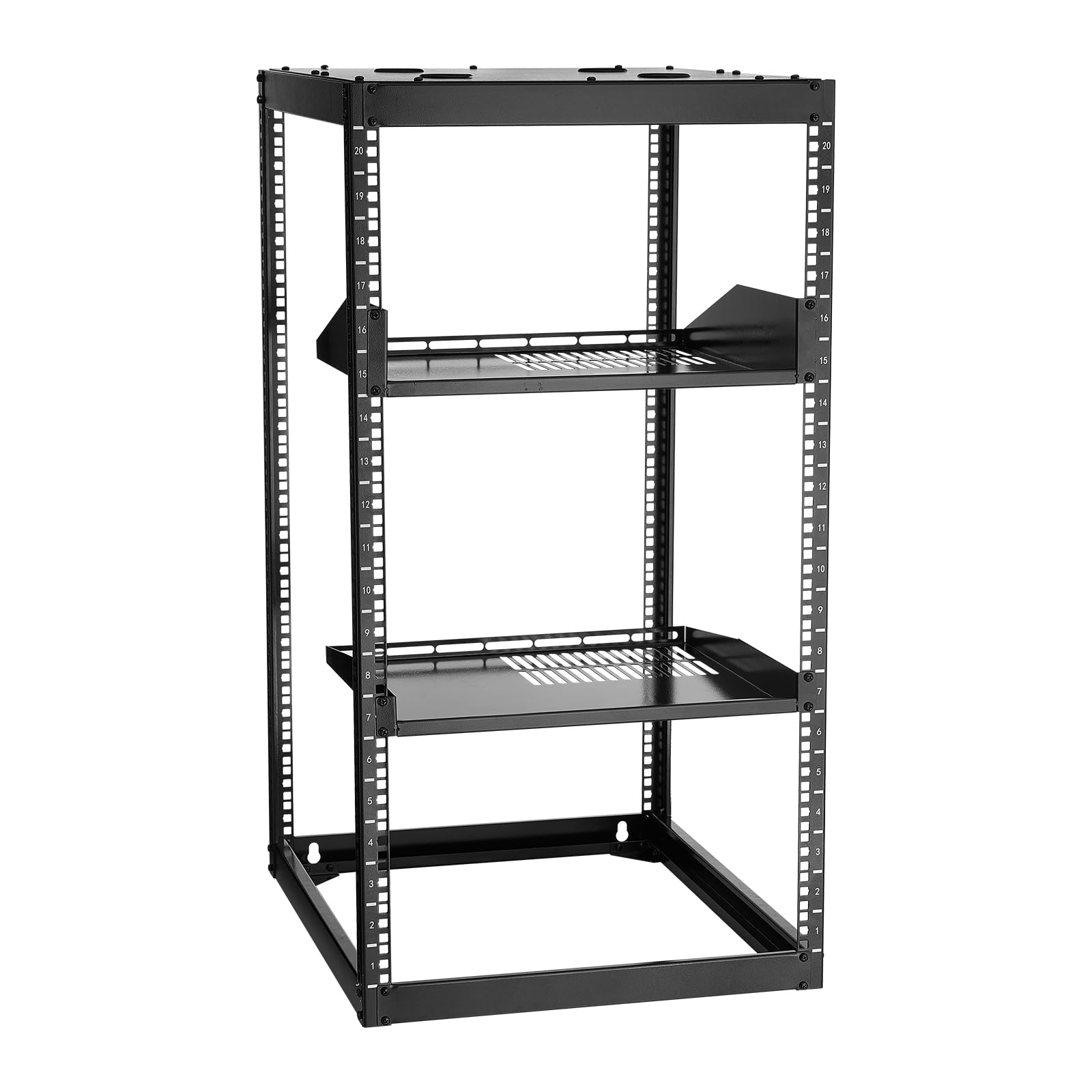 VEVOR 20U Open Frame Network Rack, 23 in Depth, Wall Mounted or Floor Standing S