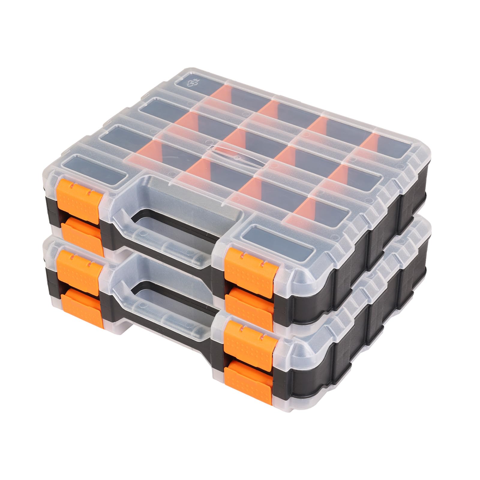Jack Boss Tool Box with Transparent Lid, Double Side 34-Compartments Organizer B