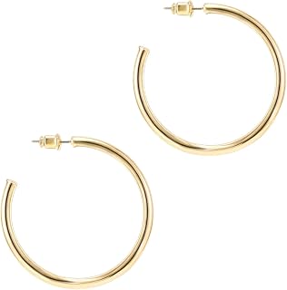 PAVOI Thick Hoop Earring Set, 14K Gold Plated, Yellow Gold, Size 45