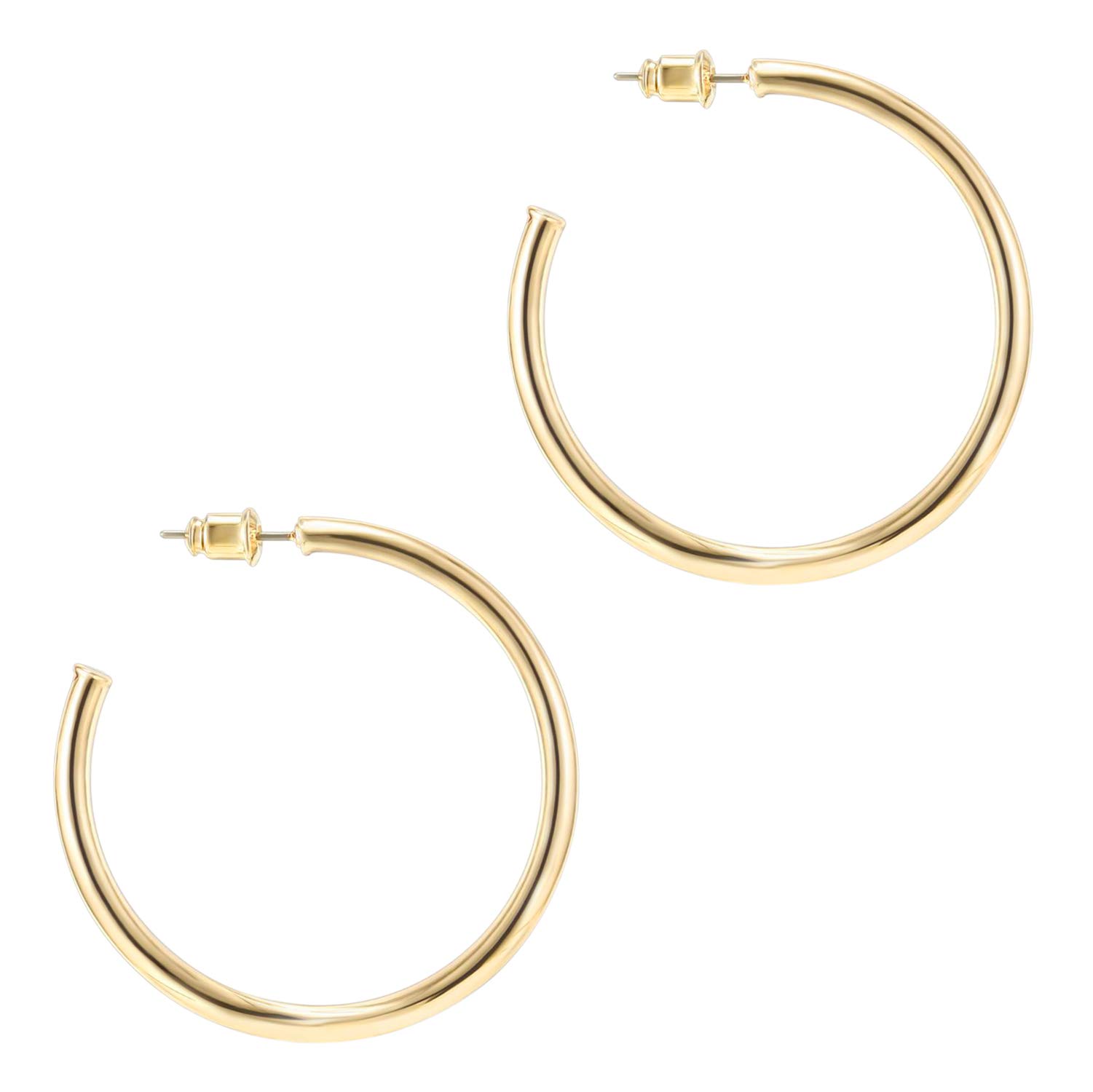 PAVOI Thick Hoop Earring Set, 14K Gold Plated, Yellow Gold, Size 45