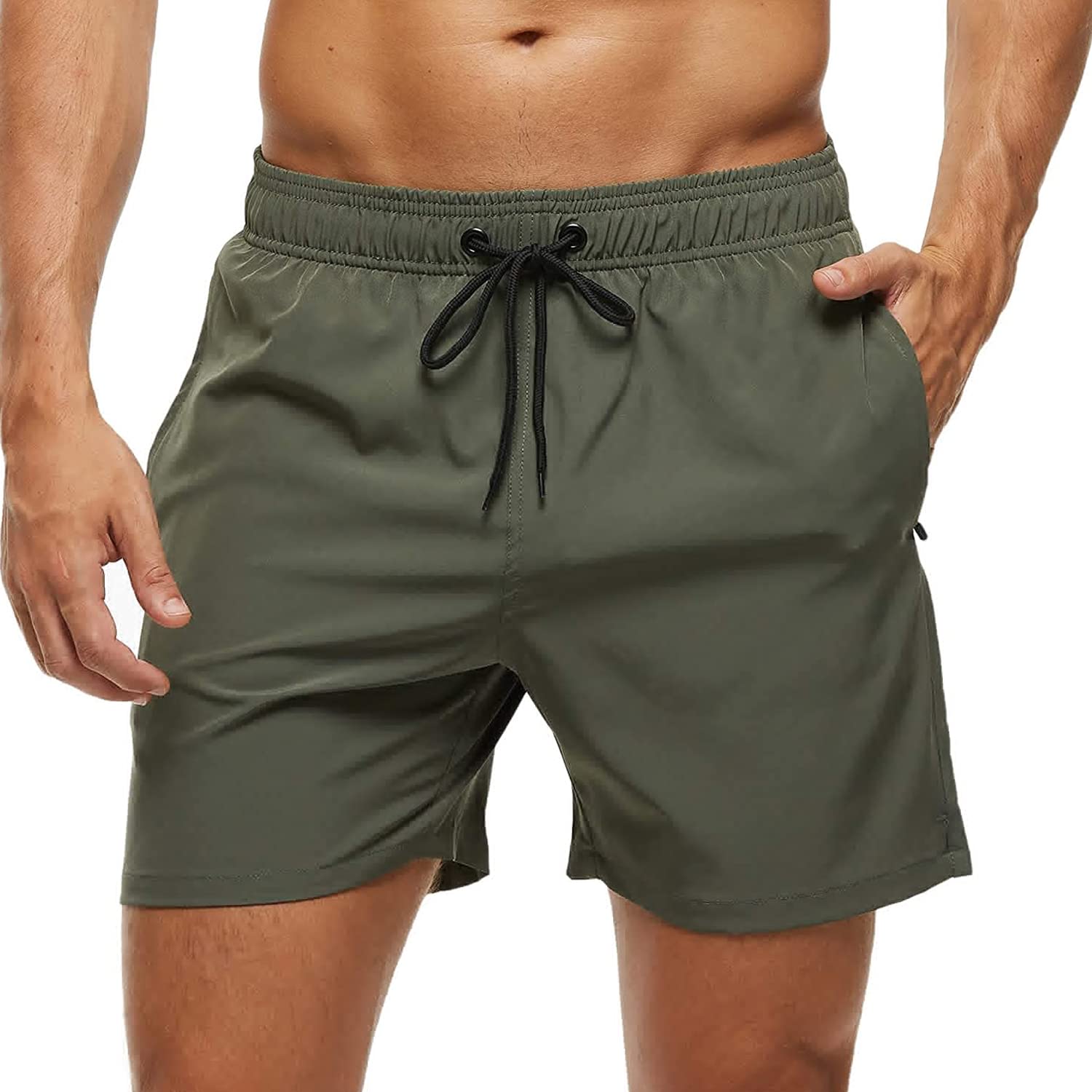 Arcweg Men's Swim Trunks Mens Board Shorts with Zipper Pockets Surfing Stretchy 
