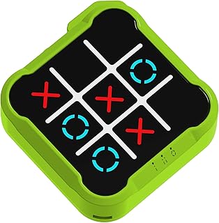Electronic Tic Tac Toe Game, 4-in-1 Handheld Puzzle Tic Tac Toe Bolt Game, Portable Travel Board Game for Car Ride, Educational Memory Games for Ages 3 for Boys, Green