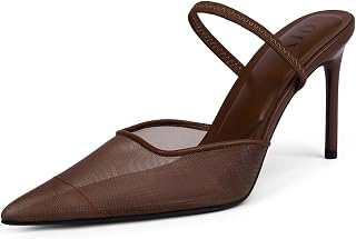 QIY Damen Pumps mit spitzem Zehenbereich, Slingback, Stiletto, rot / braun