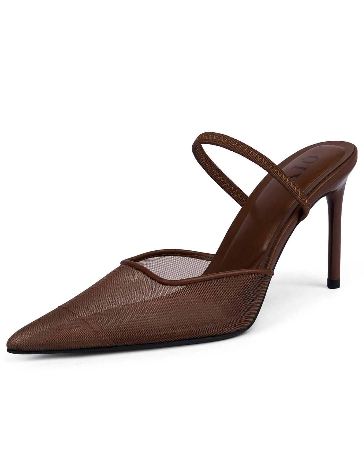 QIY Damen Pumps mit spitzem Zehenbereich, Slingback, Stiletto, rot / braun