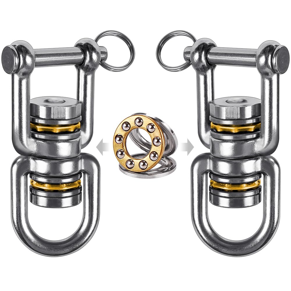 BeneLabel 2 Pieces Double Ring Suspension Hammock Swing, Stainless Steel Swivel 