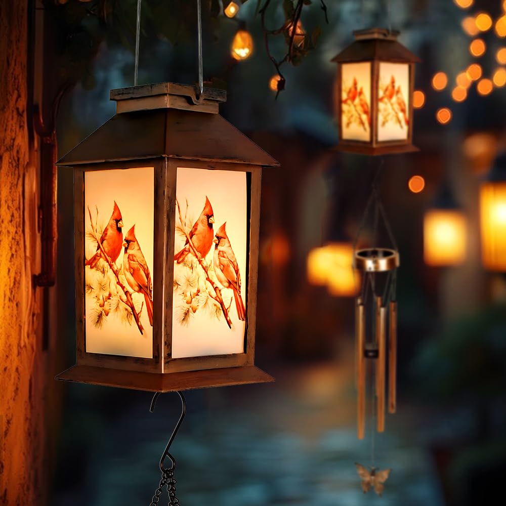 Sparrow Lighten House Wind Chimes with Lantern & Pagoda Roof - Durable Outdoor W