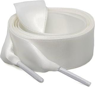 Flat Satin Ribbon Shoelaces - 1 Pair 2 cm Wide Soft Shoelaces for Women