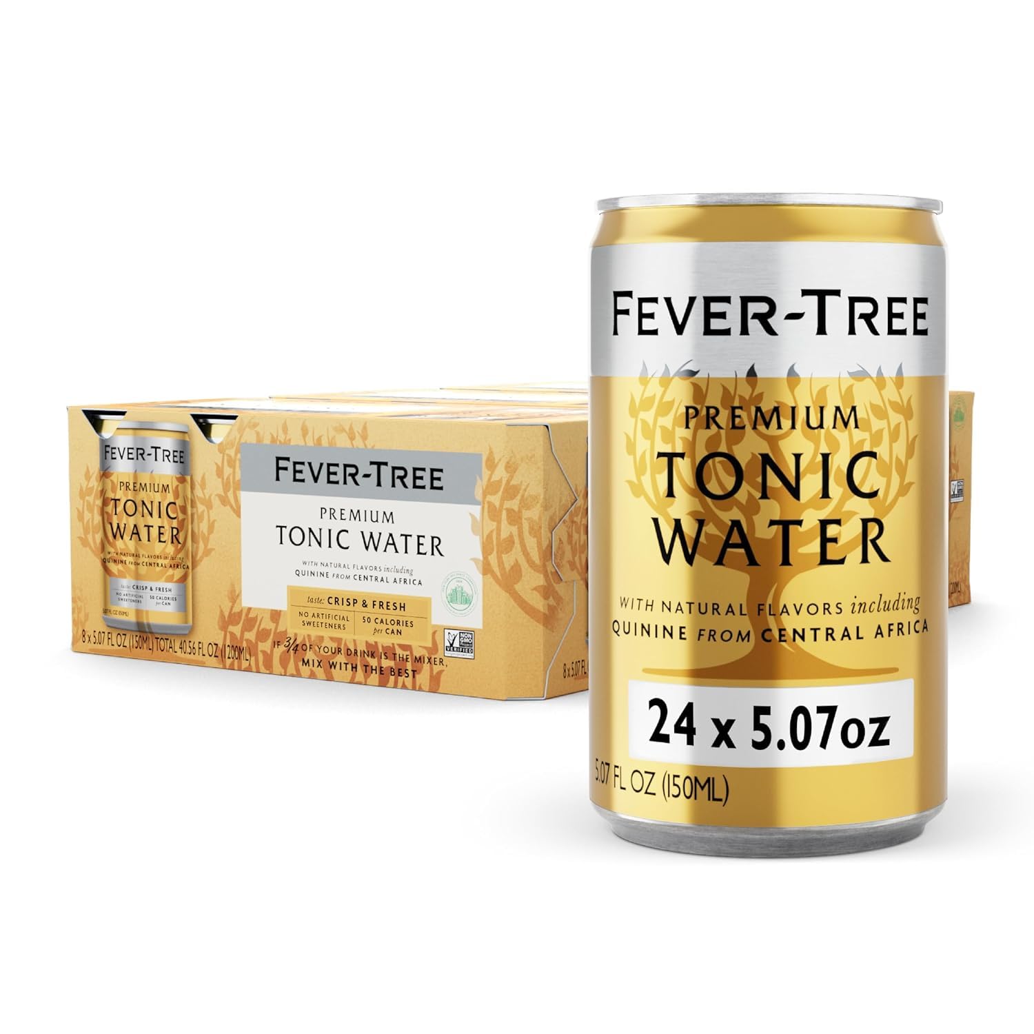 Fever-Tree Tonic Water Mixer, Real Quinine, 24 Pack, 5.1 Fl Oz Cans | Premiuim M